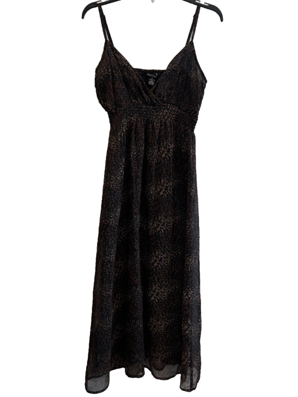 Royal Love Women's/Juniors Brown/Black Leopard Print V-Neck Maxi Dress Size S